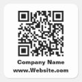 Business QR Code Company Name Website Template Square Sticker | Zazzle