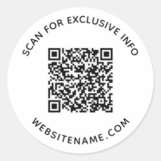 Business QR Code Custom Text Classic Round Sticker
