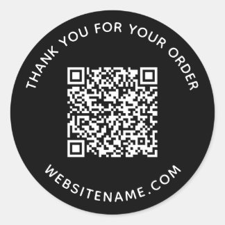 Business QR Code Customer Thank You Black Classic Round Sticker