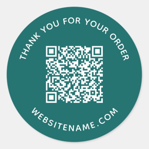 Business QR Code Customer Thank You Teal Classic Round Sticker