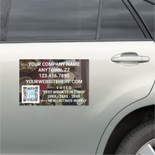 Business QR Code Dark Photo Real Estate Large Car Magnet