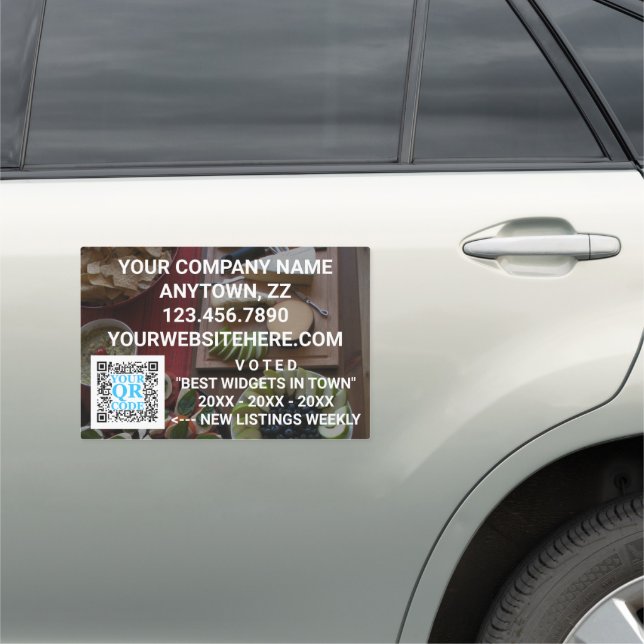 Business QR Code Dark Photo Real Estate Large Car Magnet (In Situ)