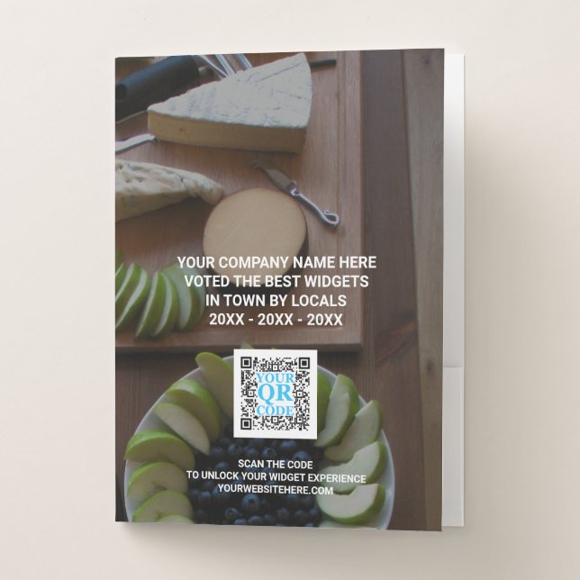 Business QR Code Dark Photo Real Estate Promo Pocket Folder (Front)