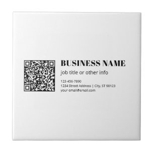 Business QR code & Editable Retro-Modern Text Ceramic Tile