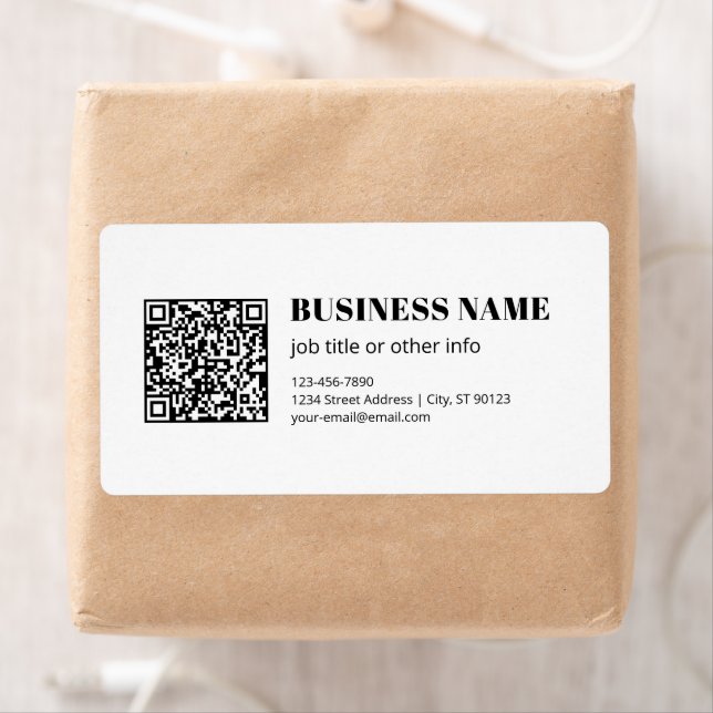 Business QR code & Editable Retro-Modern Text Label (Insitu)