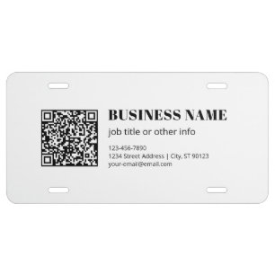Business QR code & Editable Retro-Modern Text License Plate