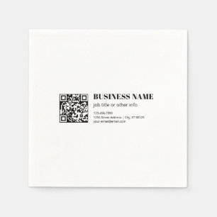 Business QR code & Editable Retro-Modern Text Napkins