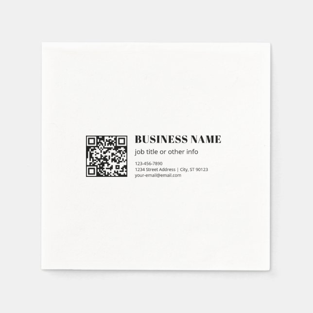 Business QR code & Editable Retro-Modern Text Napkins (Front)