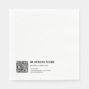 Business QR code & Editable Retro-Modern Text Napkins