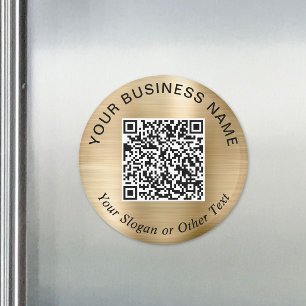 Business QR Code Gold Promotional Magnet
