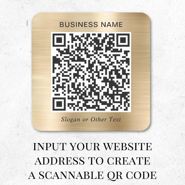 Business QR Code Gold Square Sticker (Creator Uploaded)