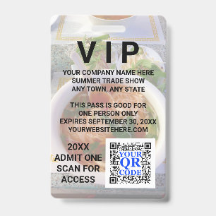 Business QR Code Light Photo Cool Promo Event VIP Badge