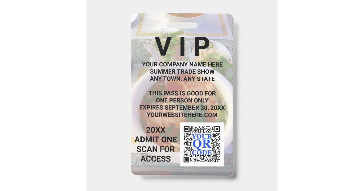 Vip Image Code Link Business QR Code Light Photo Cool Promo Event VIP Badge | Zazzle