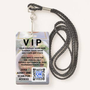 Business QR Code Light Photo Cool Promo Event VIP Badge