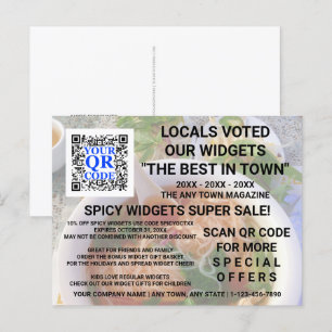 Business QR Code Light Photo Custom Advertising Postcard