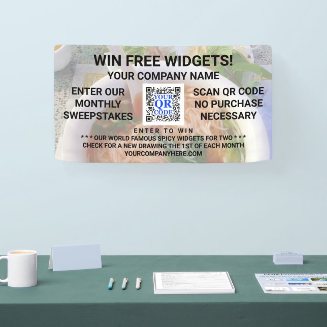 Business QR Code Light Photo Custom Promotional Banner (Tradeshow)