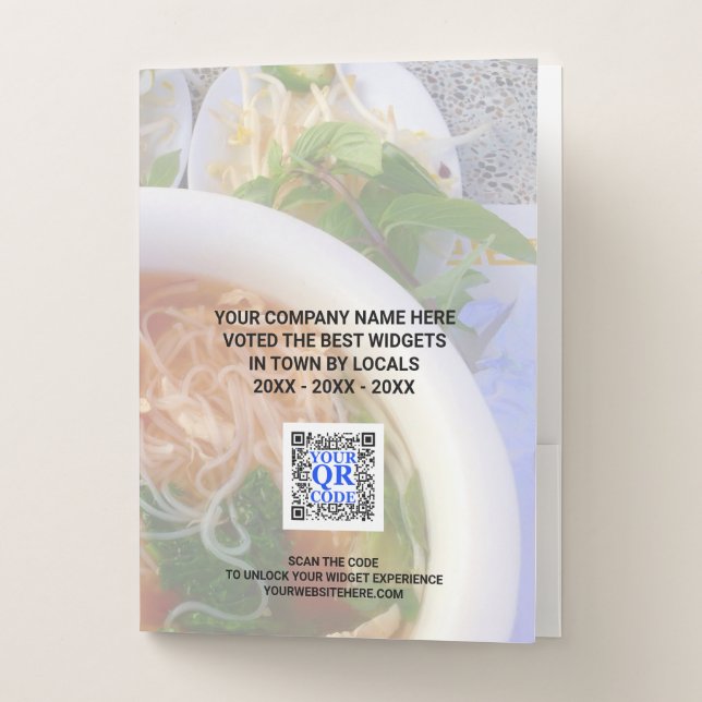 Business QR Code Light Photo Real Estate Promo Pocket Folder (Front)