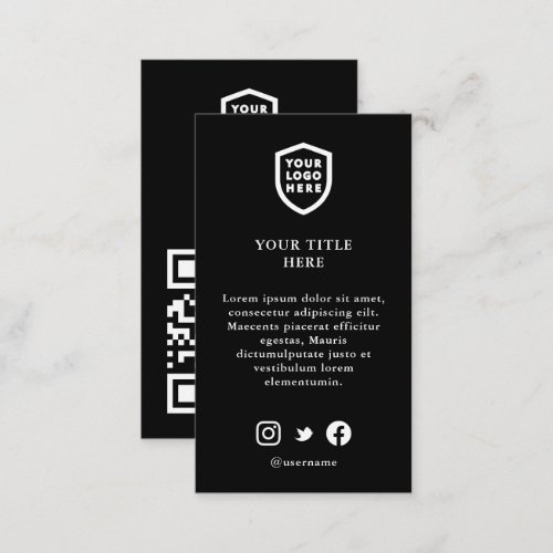 Business QR Code Logo Black Corporate Enclosure Card