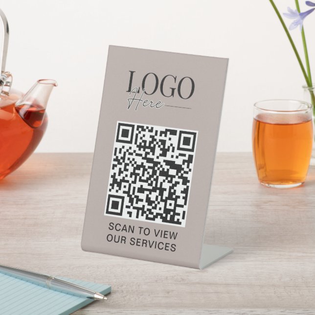 Business QR Code Logo Modern Simple Salon Spa Pedestal Sign (In SItu)