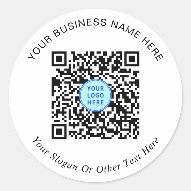 Business QR Code Logo Promotional Classic Round Sticker (Front)
