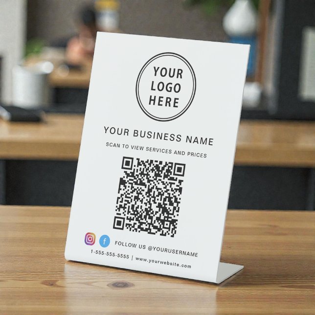 Business QR Code Logo Social Media Pedestal Sign (Business QR Code Logo Social Media Pedestal Sign)