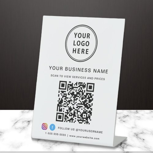 Business QR Code Logo Social Media Pedestal Sign