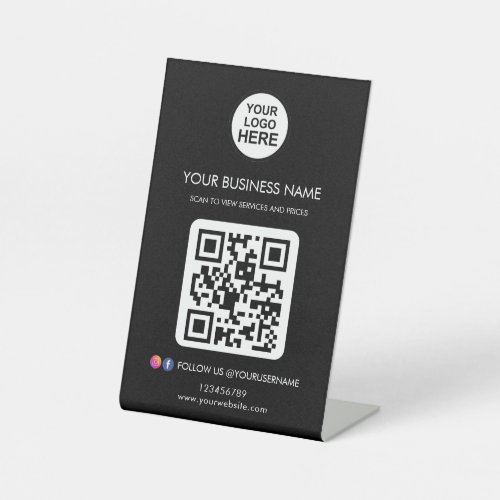 Business QR Code Logo Social Media Pedestal Sign