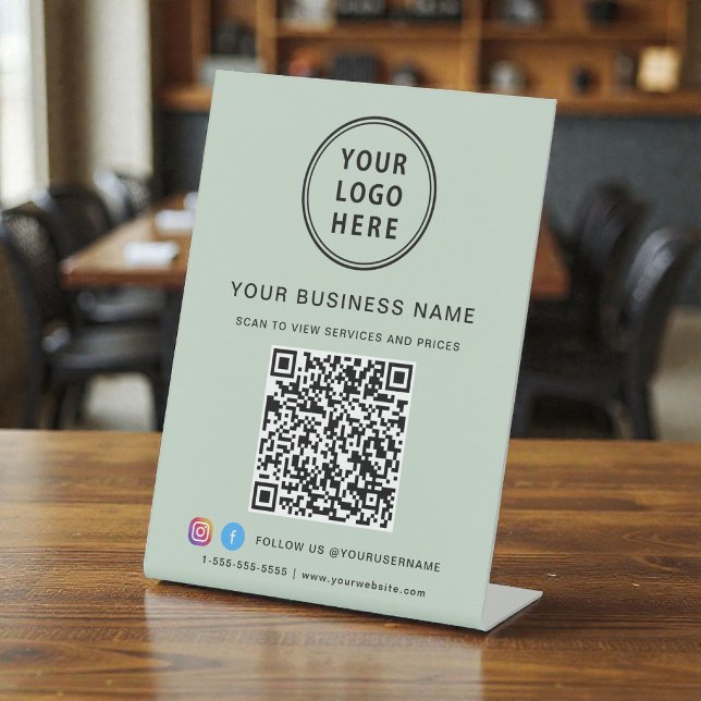 Business QR Code Logo Social Media Sage Pedestal Sign (Business QR Code Logo Social Media Sage Pedestal Sign)