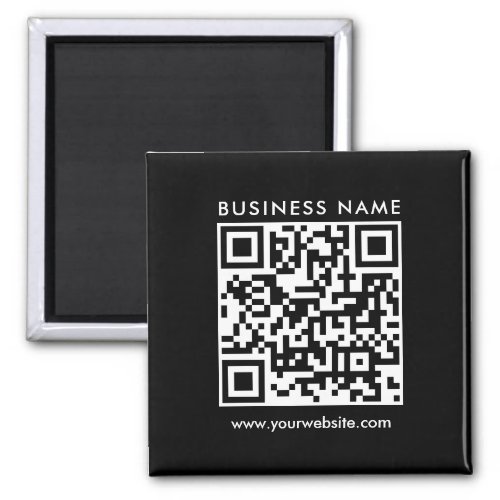 Business QR Code Logo Text Black Template Square Magnet