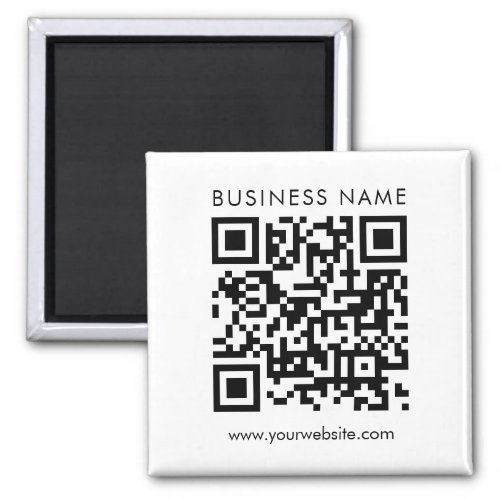 Business QR Code Logo Text Custom Square Template Magnet