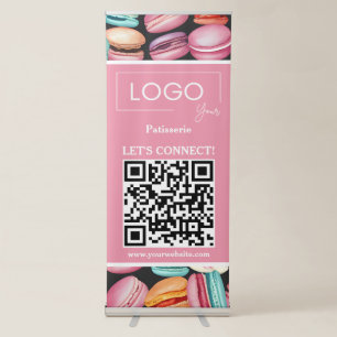 Business QR Code Macaron French Patisserie Pink Retractable Banner