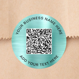 Business QR Code Mint Green Classic Round Sticker