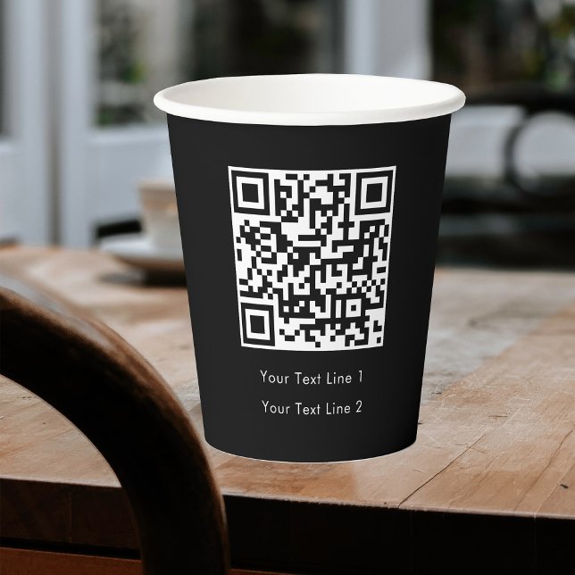 Business QR Code Modern Professional Simple Black  Paper Cups (Creator Uploaded)