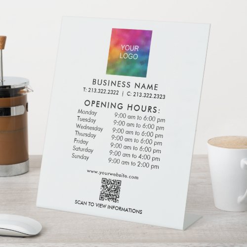 Business QR Code Opening Hours Logo Custom Pedestal Sign