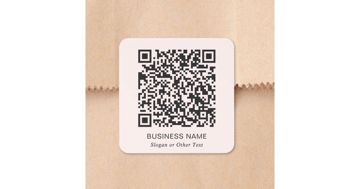 Square Qr Code Sticker Business QR Code Pink Square Sticker | Zazzle