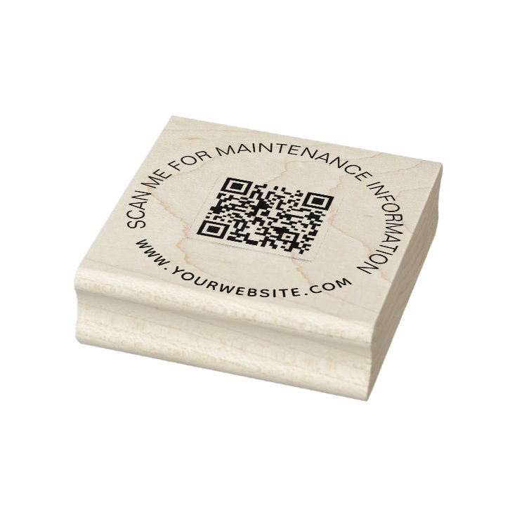 Business qr code product maintenance information rubber stamp | Zazzle