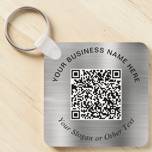 Business QR Code Promo Silver Keychain (Business QR Code Promo Silver Keychain)