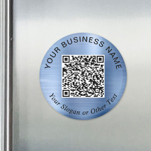 Business QR Code Promotional Blue Magnet