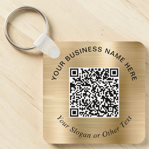 Business QR Code Promotional Gold Keychain