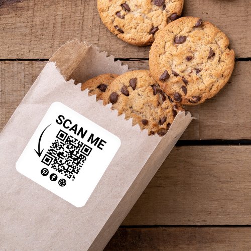 Business QR Code Promotional Social Media Square Sticker