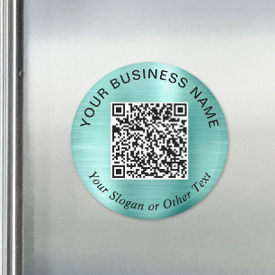 Business QR Code Promotional Teal Mint Green Magnet