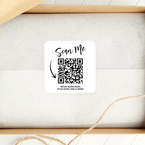 Business QR Code Promotional White Square Sticker