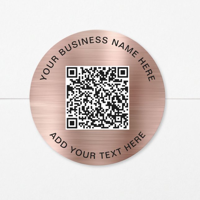 Business QR Code Rose Gold Classic Round Sticker (Business QR Code Rose Gold Classic Round Sticker)