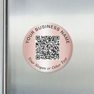 Business QR Code Rose Gold Promotional Magnet