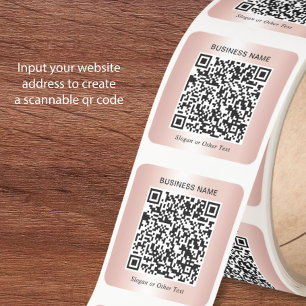 Business QR Code Rose Gold Stickers Roll