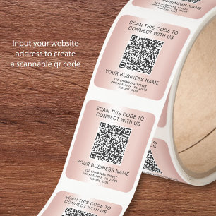 Business QR Code Rose Gold Stickers Roll