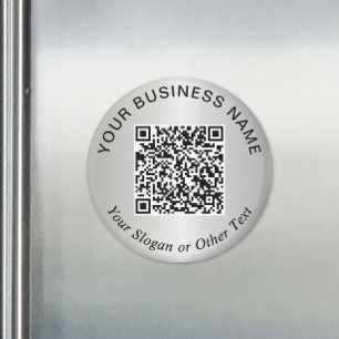 Business QR Code Silver Promotional Magnet