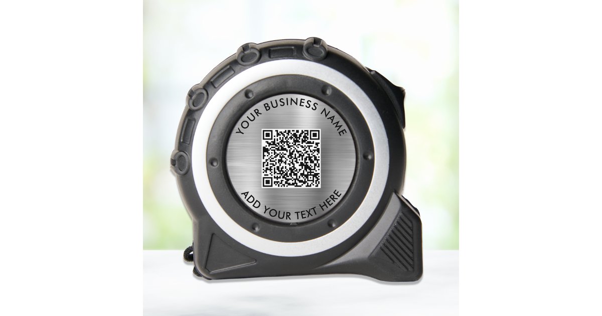 Business QR Code Silver Tape Measure | Zazzle