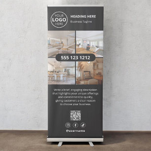 Business QR Code Social Media Photo Retractable Ba Banner
