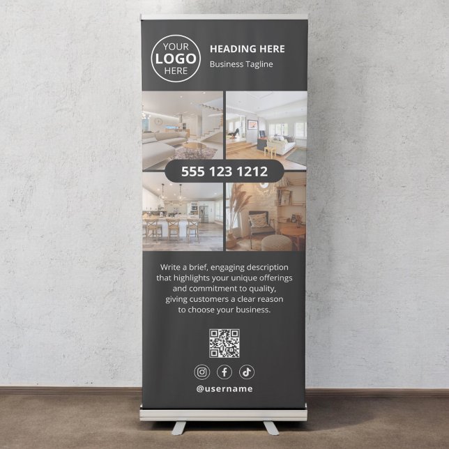 Business QR Code Social Media Photo Retractable Ba Banner (Creator Uploaded)